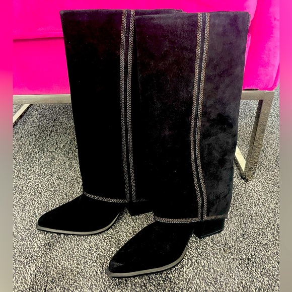 Marc Fisher Suede Fold-Over Riding Boot - Picture 1 of 5